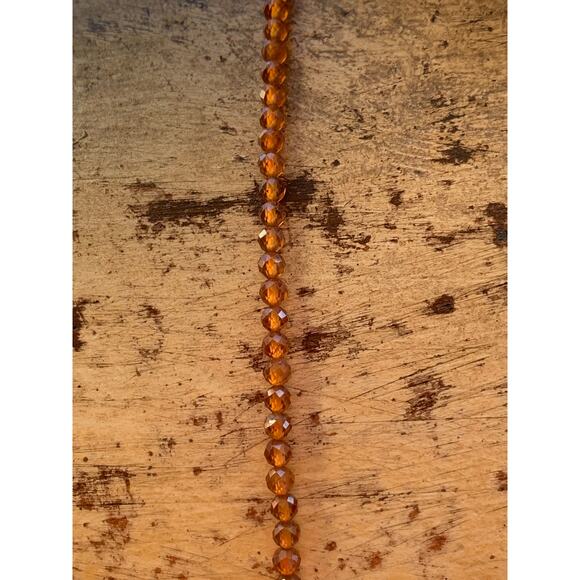 Hessonite Garnet and Sterling Silver Dainty Beaded Necklace, Made in India - Picture 3 of 5